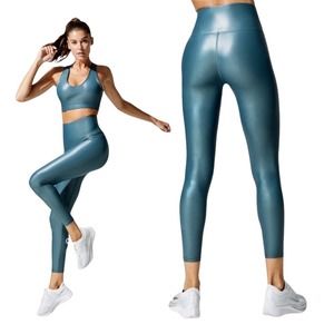 NEW Carbon 38 High Rise 7/8 Legging In Takara Shine In Spruce Teal Size S